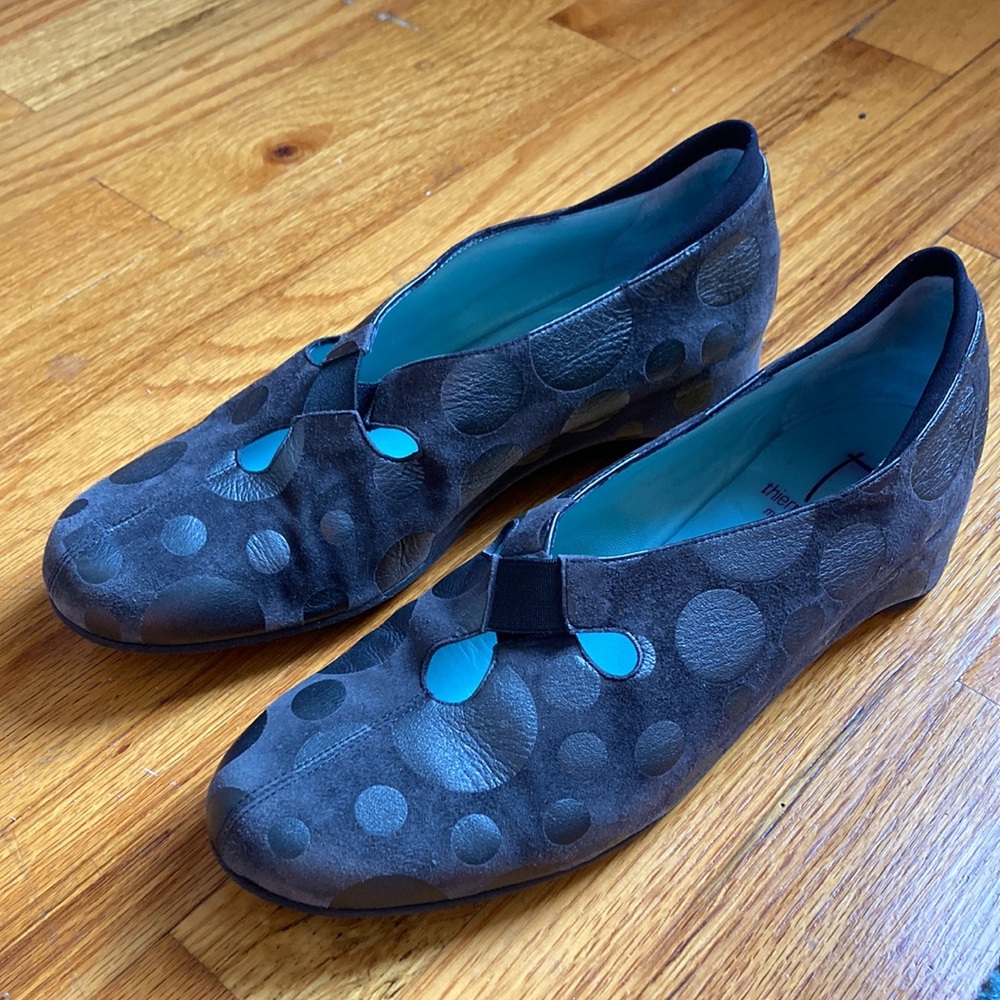 Thierry Rabotin Polka Dot Wedge Shoe 39 US 8.5 Womens Slip On Made in Italy